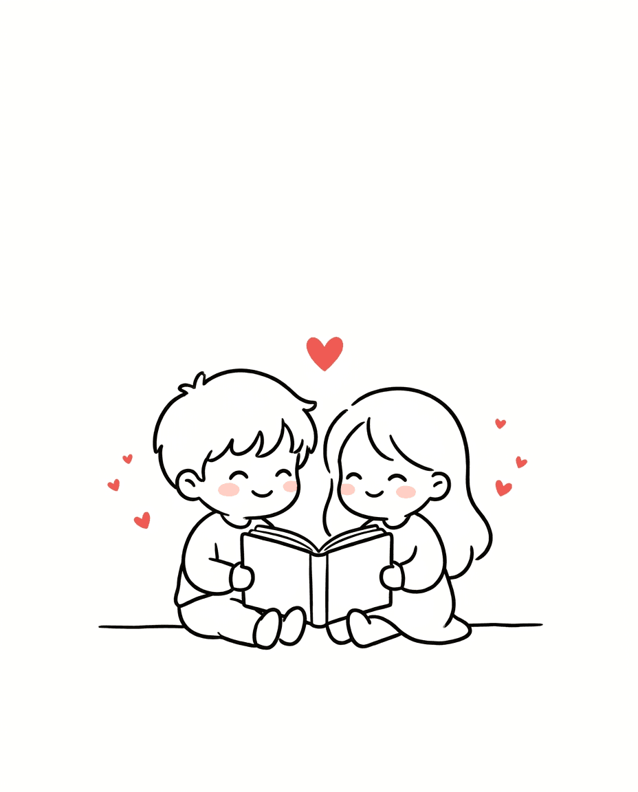 Pärchen liest zusammen ein Buch