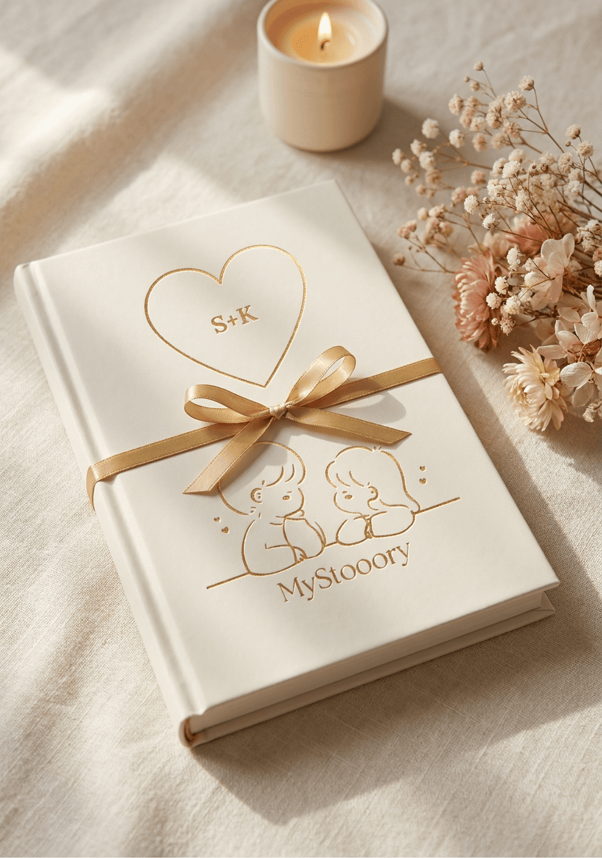 Das Buch als Geschenk mit Schleife, Blumen und Kerze